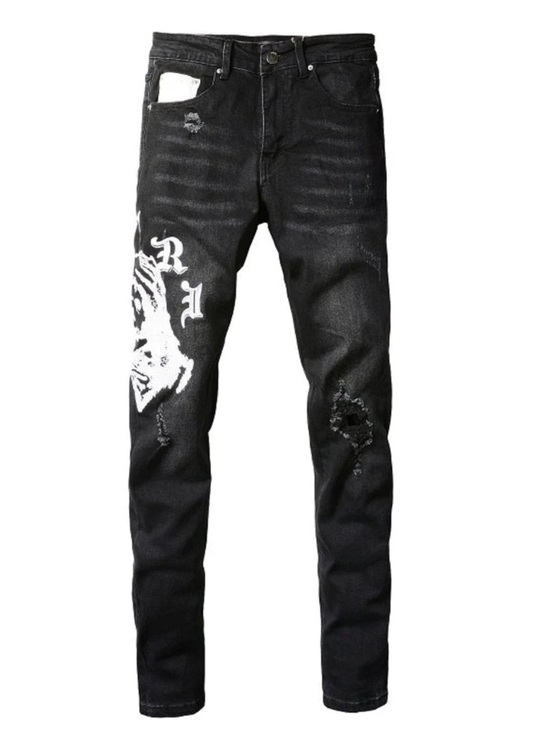 AMIRI Other - AMIRI Black Skinny Jeans with White Graphic Detailing - Men's